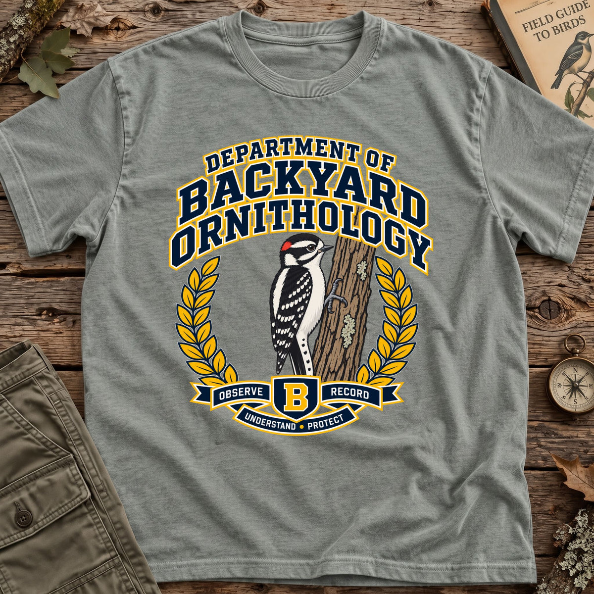 Varsity Downy Woodpecker T-Shirt