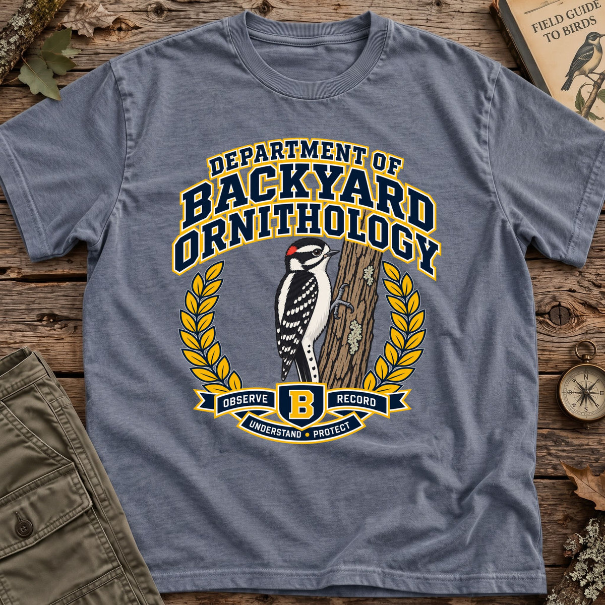 Varsity Downy Woodpecker T-Shirt