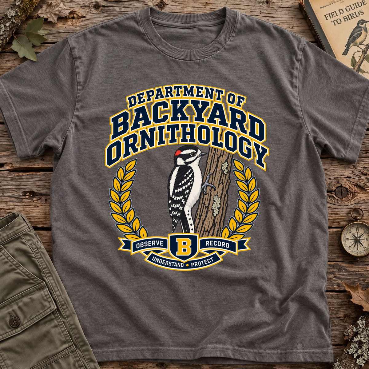 Varsity Downy Woodpecker T-Shirt