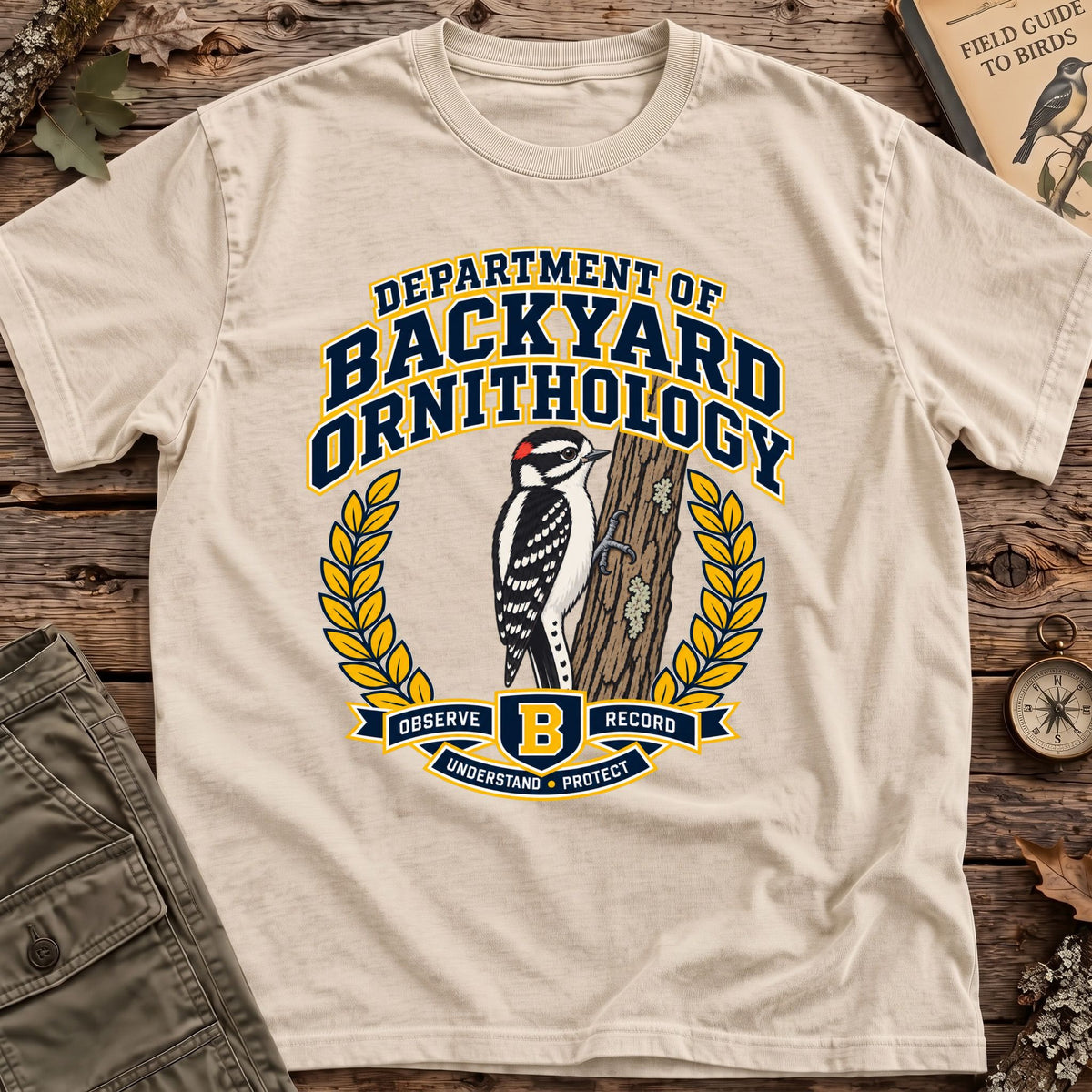 Varsity Downy Woodpecker T-Shirt